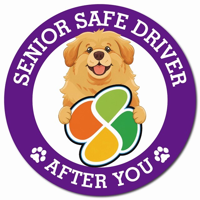 カーサイン 高齢者マーク SENIOR SAFE DRIVER チベタンマスティフ マグネット 強力 直径13cm 肉球 日本製 車 ステッカー