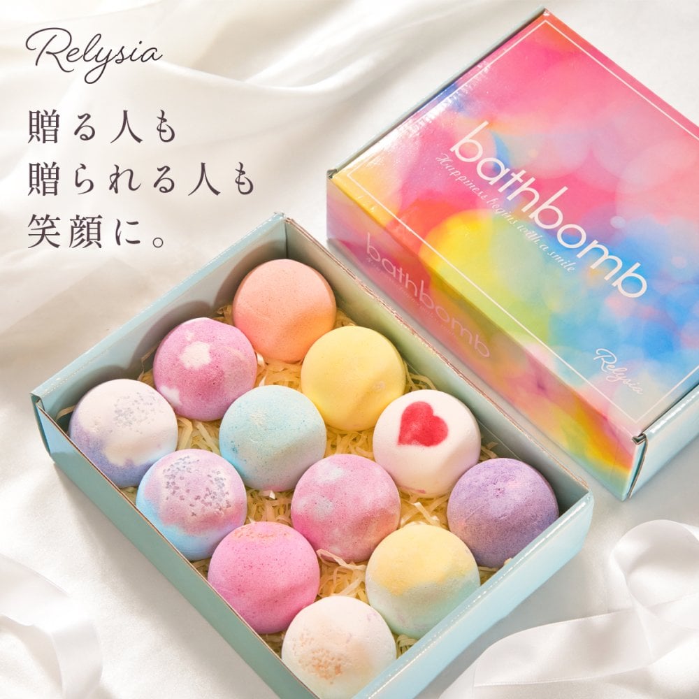 【入浴剤年間ランキングNo.1】【ギフトラッピング無料】 ギフト Relysia -レリシア- バスボム 入浴剤 【送料無料】 プレゼント 12個 セット 結婚祝い 2026 ギフトBOX付 詰め合わせ 炭酸 かわいい ソルト 女性 カラフル お風呂  可愛い 母 誕生日 女の子 彼女 記念日 内祝い 友達 妻 父 男性 オシャレ 子供 ギフトBOX付 夏ギフト 敬老の日 お祝い