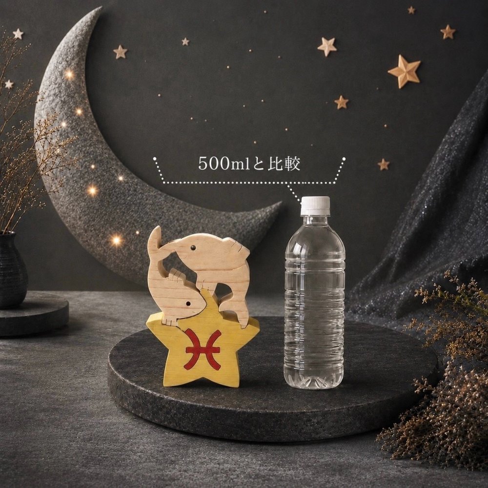 国産ヒノキ 星座の組み木｜魚座 ♓｜2/19〜3/20生まれ｜木製インテリア・誕生日プレゼント
