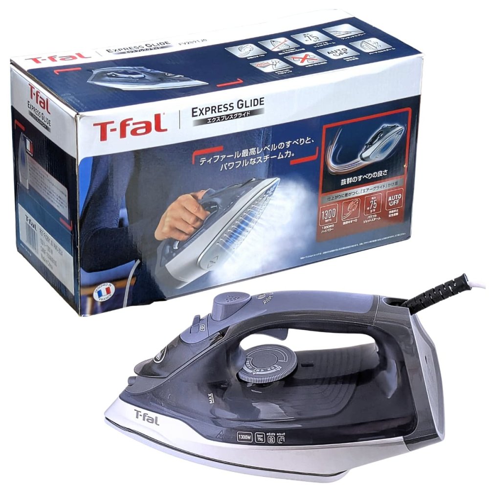 T-fal エクスプレスグライド スチームアイロン FV2891J0　1300Wのハイパワー「エアーグライド」かけ面　ジェットスチーム　PSE認証　自動停止搭載 アイロン 生活家電