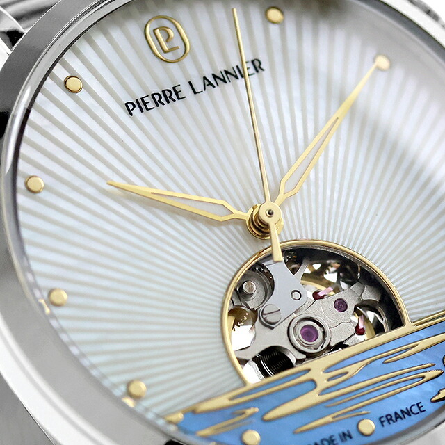 ピエールラニエ オーストレイル 自動巻き 腕時計 ブランド レディース オープンハート Pierre Lannier P150H691 アナログ ホワイトシェル 白