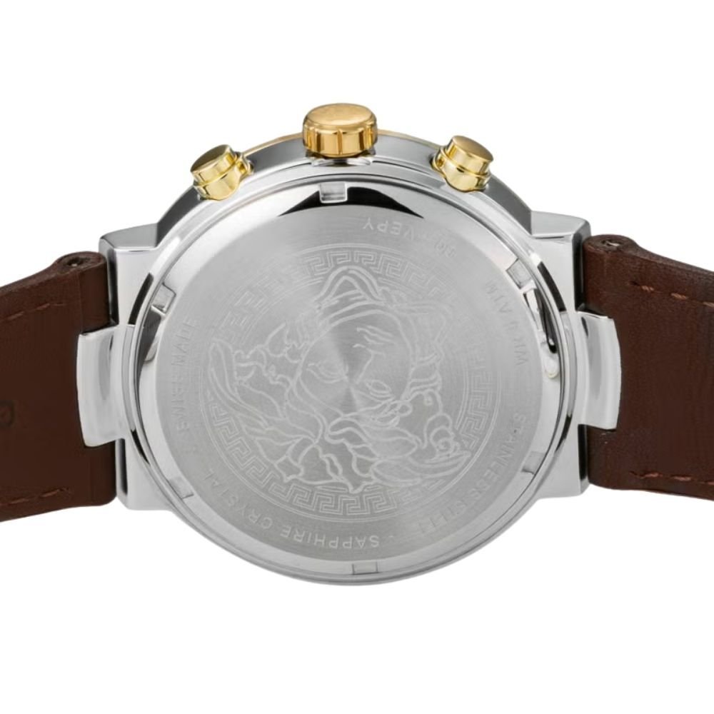 ヴェルサーチ 腕時計 メンズ アーバンミスティーク 1本限り クロノグラフ シルバー ゴールド ブラウン レザー 44mm VERSACE URBAN MYSTIQUE スイス製 サファイアガラス プレゼント ギフト 成人 卒業 入学