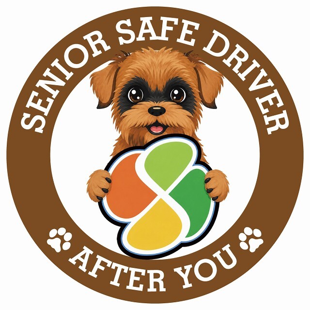 カーサイン 高齢者マーク SENIOR SAFE DRIVER ブリュッセルグリフォン ステッカー シール 直径13cm 肉球 日本製 車