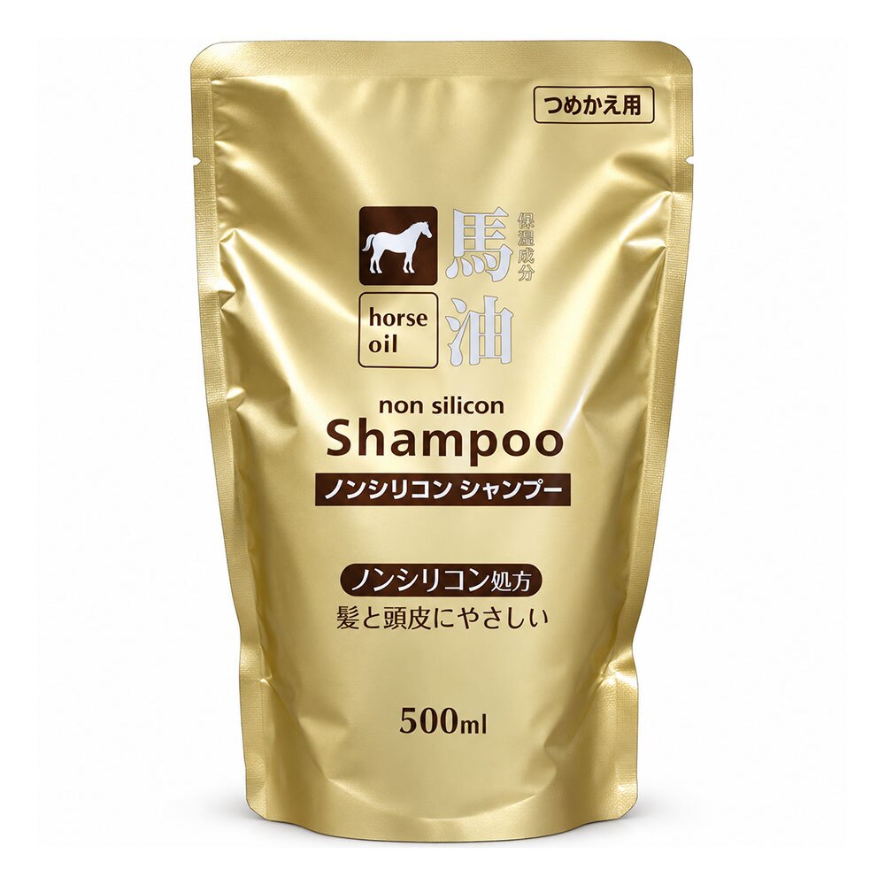 2個セット 馬油ノンシリコンシャンプー 詰替え用 500mL シャンプー 詰め替え ノンシリコン 保湿 うるおい ダメージケア