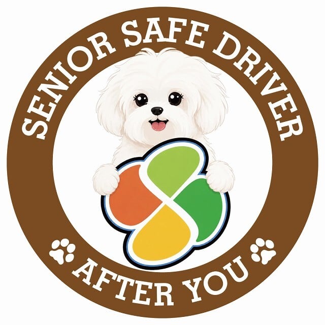 カーサイン 高齢者マーク SENIOR SAFE DRIVER マルチーズ ステッカー シール 直径13cm 肉球 日本製 車