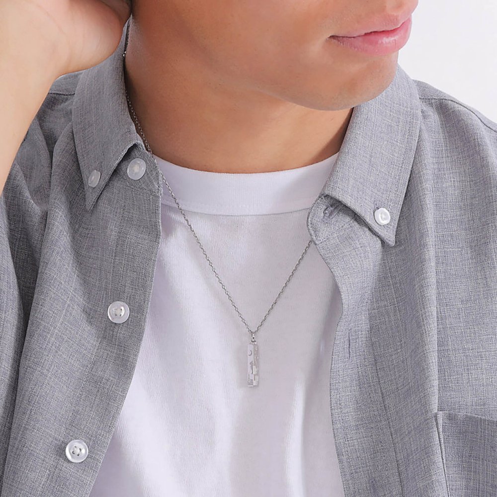 【送料無料】【名入れ無料】 ペアネックレス 2本セット ステンレス 猫 しっぽ シェアハート 月 星 三日月 夜景 シルバー＆シルバー サージカルステンレス316L アレルギーフリー アクセサリー ジュエリー プレゼント ギフト 記念日 white clover ホワイトクローバー 刻印無料 即日発送