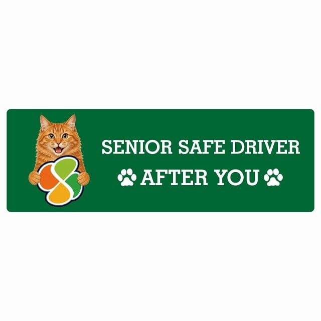 カーサイン 高齢者マーク SENIOR SAFE DRIVER アメリカンボブテイル ステッカー シール 長方形 15x5cm 肉球 日本製 車