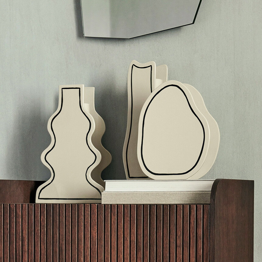 ferm LIVING ファームリビング 二次元アートの不思議な花瓶 ペーストベース  Rounded 北欧花瓶 おしゃれ フラワーベース 雑貨 インテリア 陶器 プレゼント ギフト おすすめ 北欧雑貨 北欧インテリア インテリア雑貨