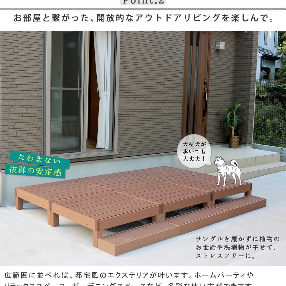 フェンス 人工木ウッドデッキ ecofeel エコフィール 3台 ステップ・フェンスセット PWDE-3P-SFSET 樹脂製 縁台 縁側 DIY キット テラス ウッドパネル 腐らない 屋外 新築 外構 ベランダ 本格的 おしゃれ 簡単組立 ガーデン