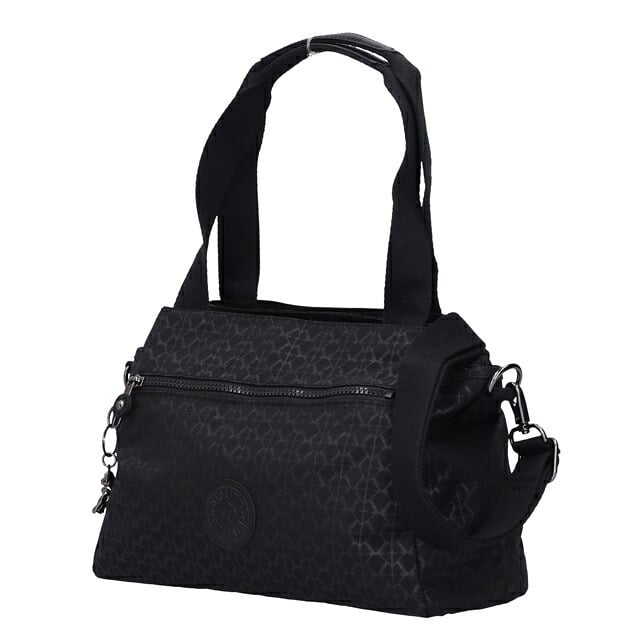 キプリング ハンドバッグ レディース ブランド Kipling エリシア ロゴ ワンポイント 総柄 2WAY K43793-K59 Signature Emb 黒