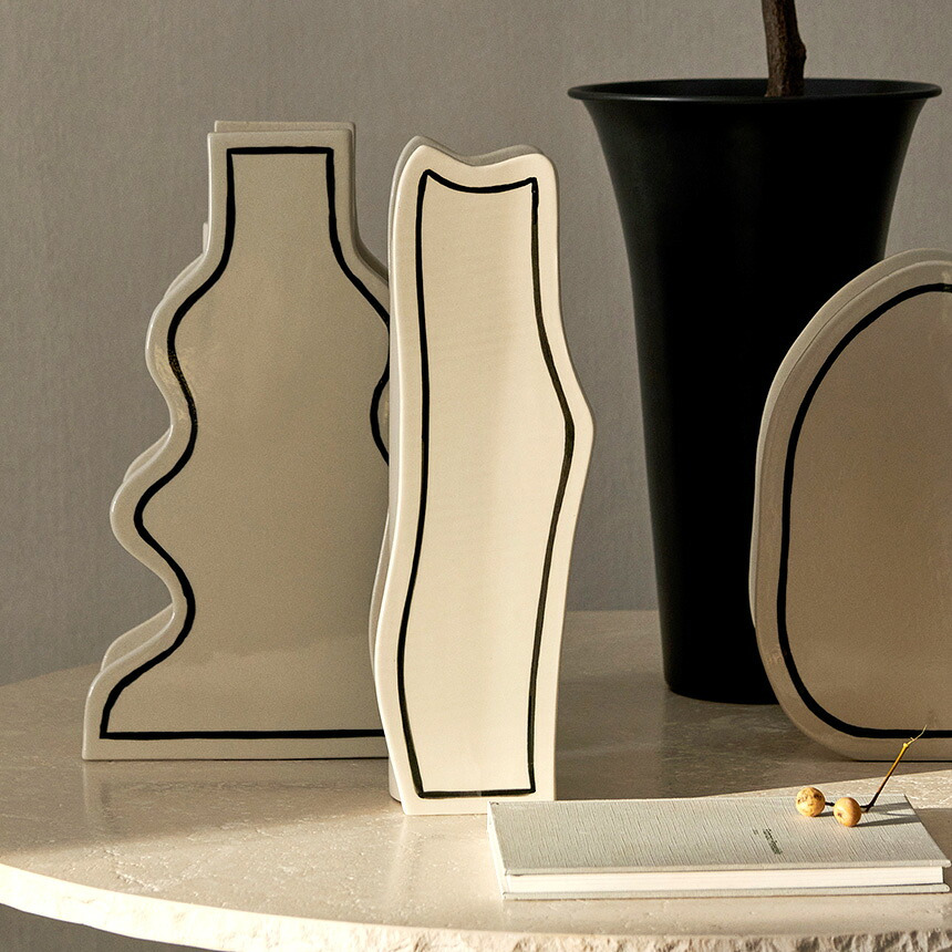 ferm LIVING ファームリビング 二次元アートの不思議な花瓶 ペーストベース  Slim 北欧花瓶 おしゃれ フラワーベース 雑貨 インテリア 陶器 プレゼント ギフト おすすめ 北欧雑貨 北欧インテリア インテリア雑貨