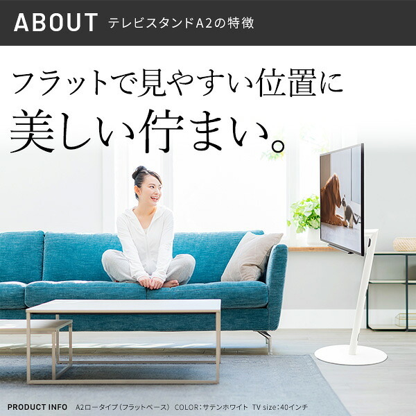 WALL SEVENSTAND セブンスタンド A2 ロータイプ+レコーダー棚板 2点セット 24~55v対応 小型 自立型 キャスター付き フラット薄型ベース TVスタンド 背面収納 部品パーツ オプション PS5プレステ5 耐震 ホワイト白 棚板付き