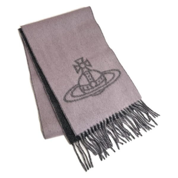 ヴィヴィアンウエストウッド マフラー Vivienne Westwood 81030006 W01MK P410 Double Face Scarf ANTHRACITE グレー リバーシブル ビッグオーブロゴ