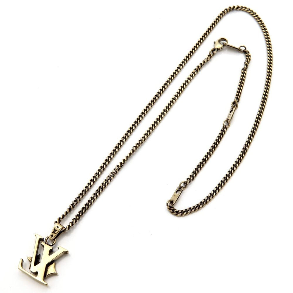 ルイヴィトン ネックレス メンズ ペンダント モノグラム ロウ M03779 ゴールド 55cm ロングネックレス LVロゴ チェーン メタル LOUIS VUITTON ルイ・ヴィトン ヴィンテージ加工 イタリア製 ブランドアクセサリー 新品 正規品 誕生日プレゼント ギフト 男性