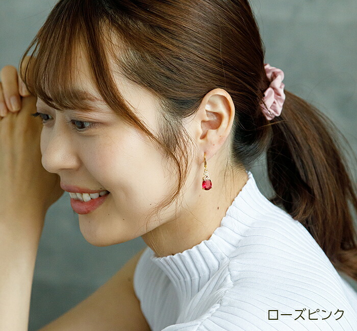 ピアス 金属アレルギー サージカルステンレス フープ 落ちない 引っかからない 外れにくい フック 花冠 しずく 雫 ドロップ ひと粒