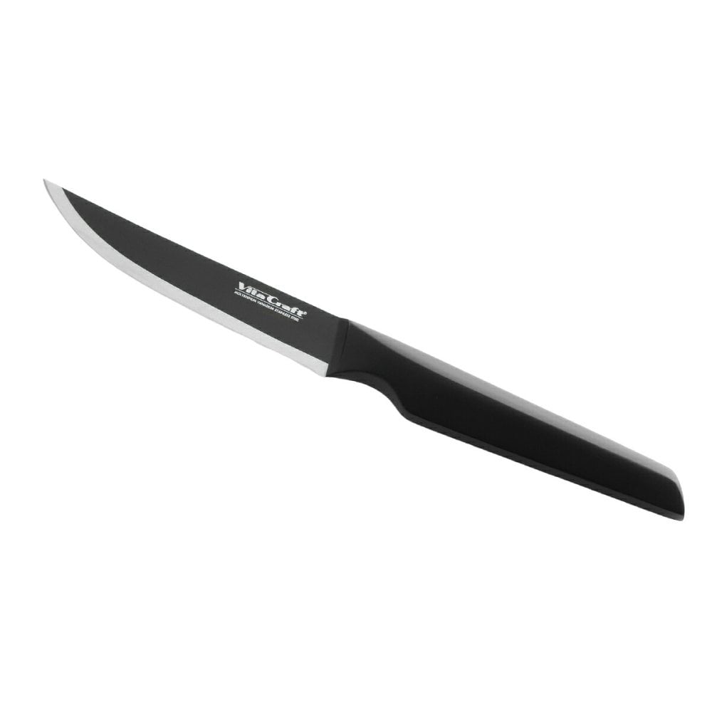 ペティナイフ ビタクラフト ソリッドナイフ ブラック Vita Craft SOLID KNIFE THE UTILITY VC-SK01U BK 果物ナイフ 小型包丁 オールステンレス 一体型 先端波刃 刃渡り12.2cm 軽量 食洗機対応 皮むき フルーツ 野菜 下ごしらえ 卓上 料理 結婚祝い 新生活 プレゼント ギフト