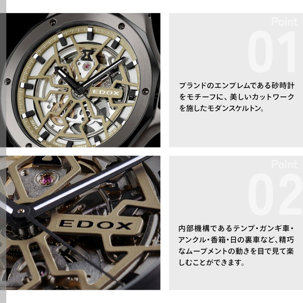 エドックス EDOX デルフィン オリジナル メカノ オートマティック 腕時計 メンズ 自動巻き 85303-357GNCAV-VONB DELFIN