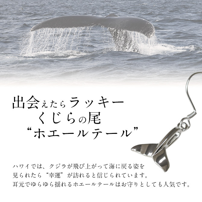 ハワイアンジュエリー ホエールテール ピアス 幸運のシンボル シルバー925 フックピアス 揺れる ぶら下がり 金属アレルギー対応 樹脂フック イヤリングにパーツ交換可能 彼女 妻 女性 レディース 誕生日 プレゼント ハロウィン 【品番：SE33401】
