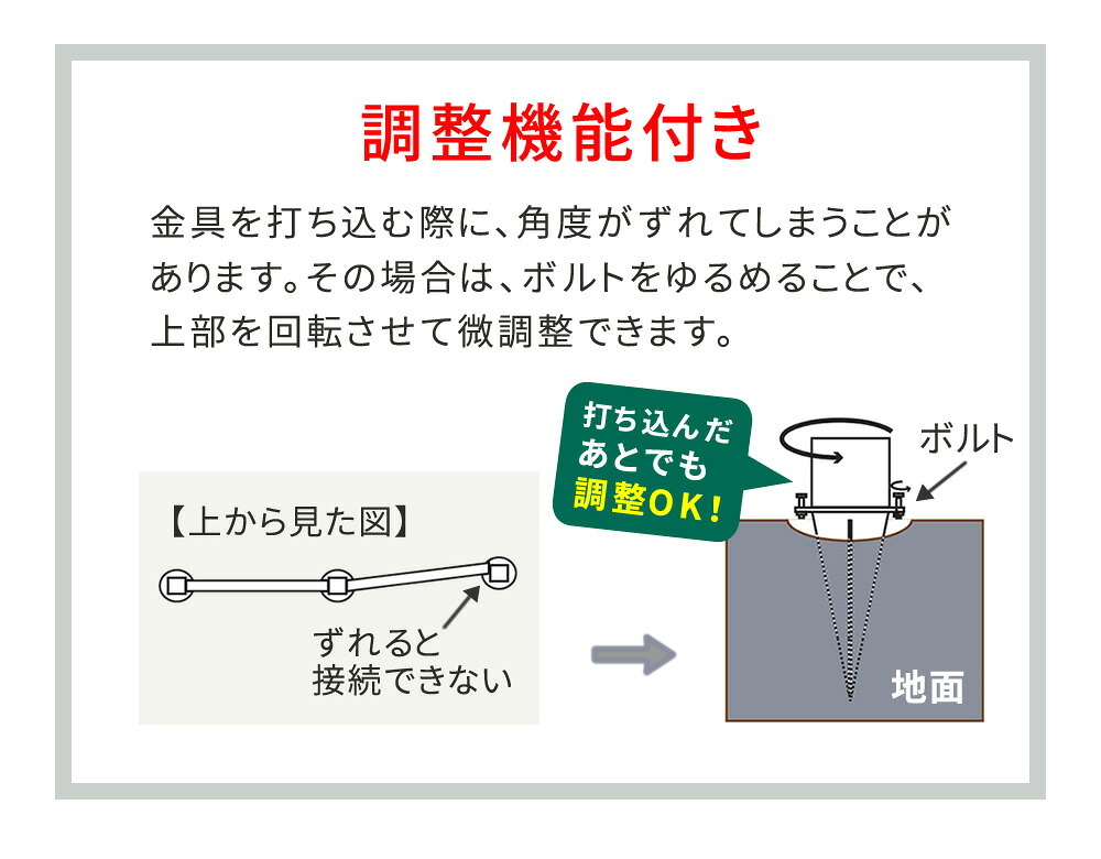 ガーデン エクステリア 土中用支柱固定金具 調整付き 6個 S-UBN72-6P 新生活