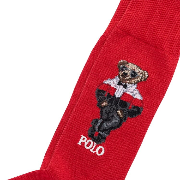 ポロラルフローレン：ROYAL HOLIDAY BEAR SLACK ソックス (レッド)[ソックス/ 男性下着/ メンズインナー/人気ブランド/おすすめギフト/誕生日プレゼント/メンズファッション]