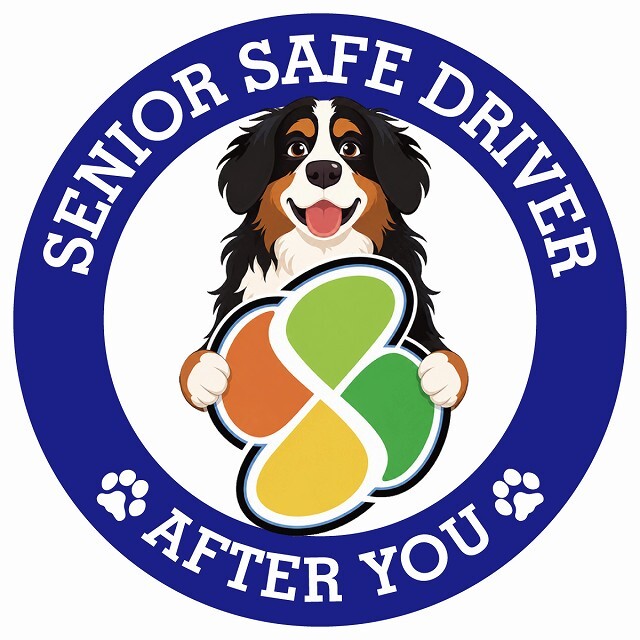 カーサイン 高齢者マーク SENIOR SAFE DRIVER バーニーズマウンテンドッグ ステッカー シール 直径13cm 肉球 日本製 車