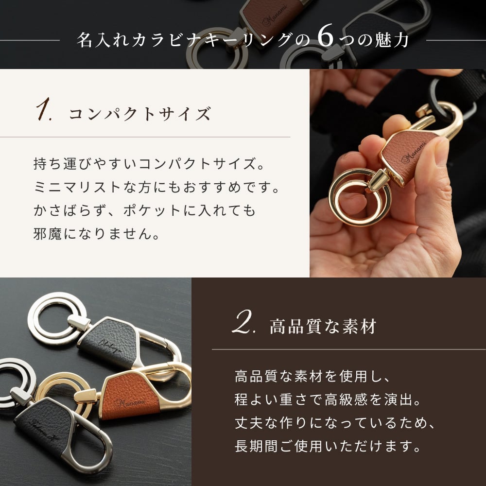 ペア 名入れ カラビナ キーリング ラウンド型 2個 セット BOX付き 名前入り キーホルダー エコレザー メンズ レディース おしゃれ カラビナ 結婚記念日 革婚式 お揃い カップル クリスマス 合成皮革 おしゃれ 彼氏 彼女 夫 妻名前 刻印 記念品 プレゼント バレンタイン ホワイトデー クリスマス 即日発送 ギフト 父の日 2026 プレゼント