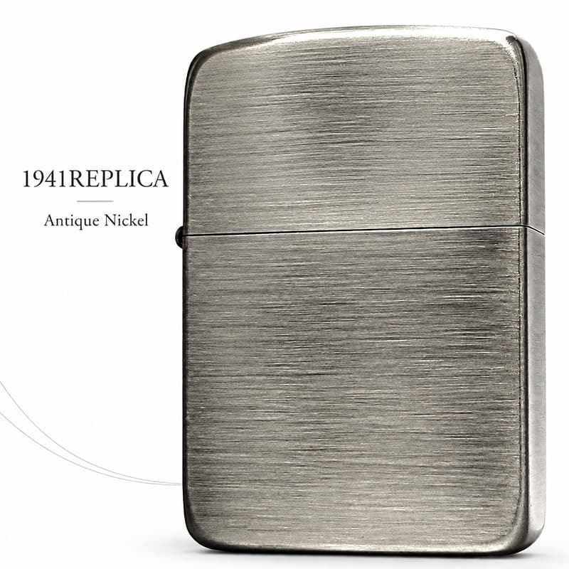 ZIPPO ライター 1941復刻 レプリカ ジッポ アンティークニッケル 銀古美 シルバー シンプル スタンダード 丸角 かっこいい おしゃれ メンズ ギフト