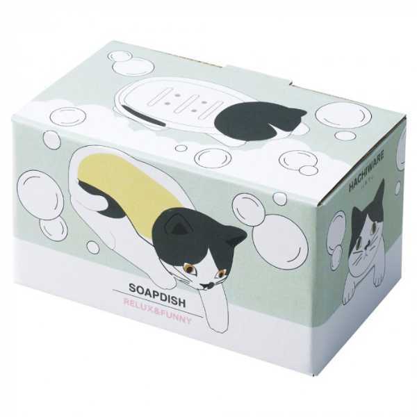 ソープディッシュ ハチワレ 磁器製 石鹸置き おしゃれ かわいい 水切り 猫グッズ 猫雑貨 洗面所 バスグッズ 白黒 猫柄 ギフト プレゼント セトクラフト