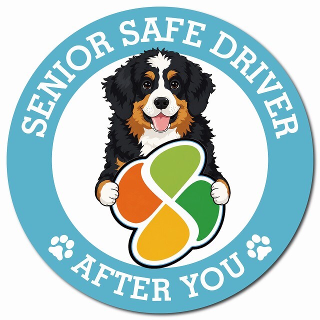 カーサイン 高齢者マーク SENIOR SAFE DRIVER バーニードゥードル マグネット 強力 直径13cm 肉球 日本製 車 ステッカー