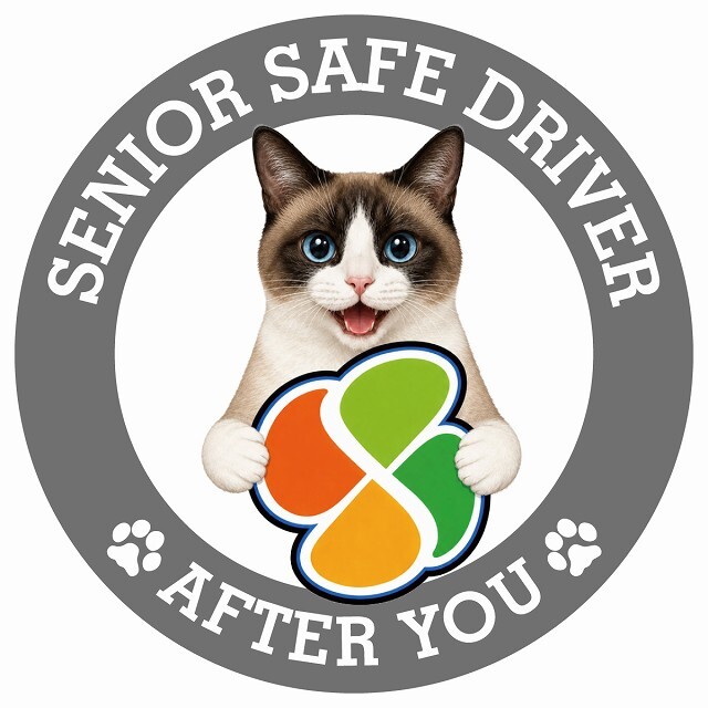 カーサイン 高齢者マーク SENIOR SAFE DRIVER スノーシュー ステッカー シール 直径13cm 肉球 日本製 車