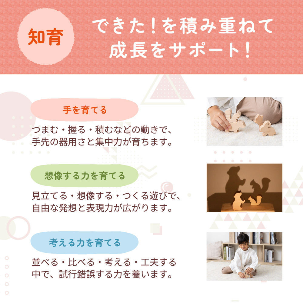 【名入れ】【型はめパズル】【出産祝い】【1歳誕生日プレゼント】【動物（シカ・ウサギ・リス・クマ）】【4個セット】ギフト/ラッピング無料/木のおもちゃ/木製玩具/無塗装/積み木/ごっこあそび/赤ちゃん/男の子/女の子 『ブロットプロジェクト|PICTO TSUMIKI - Forest & puzzle』