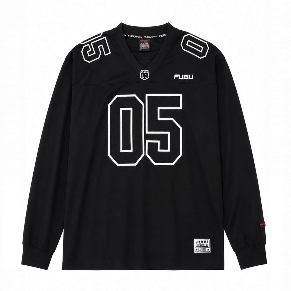 FUBU フブ ゲームシャツ メンズ レディース fam-62713 フットボールシャツ 長袖 Vネック ナンバリング 迷彩 チョコチップ カモフラ ロンT オーバーサイズ ストリート ヒップホップ ダンス カジュアル M L XL XXL 2026FW Karlas