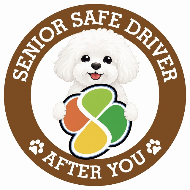 カーサイン 高齢者マーク SENIOR SAFE DRIVER ビションフリーゼ ステッカー シール 直径13cm 肉球 日本製 車