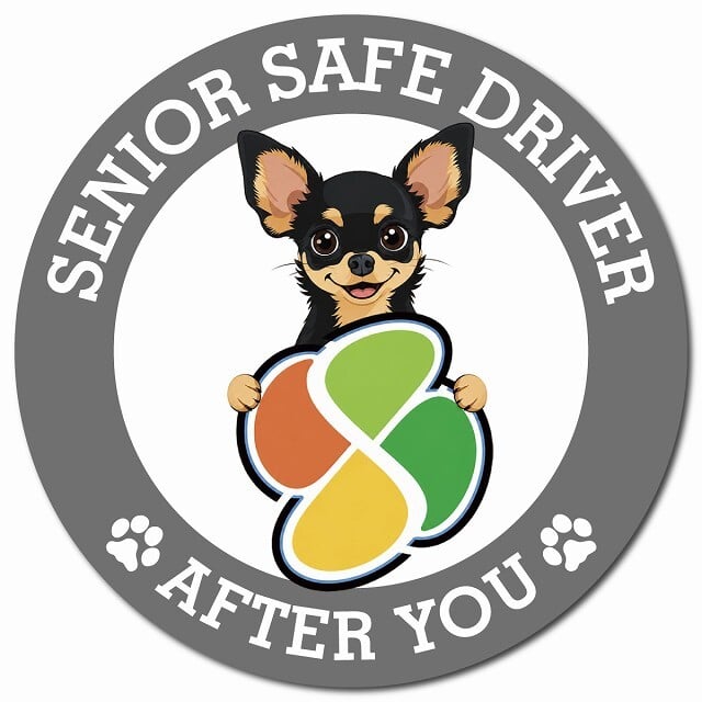 カーサイン 高齢者マーク SENIOR SAFE DRIVER チワピン マグネット 強力 直径13cm 肉球 日本製 車 ステッカー