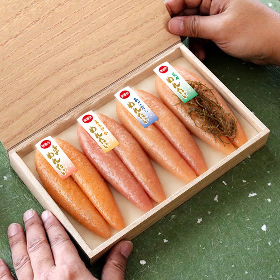 【ギフト包装あり】無着色辛子めんたい食べ比べセット 320N 80g×4種 福さ屋 辛子明太子