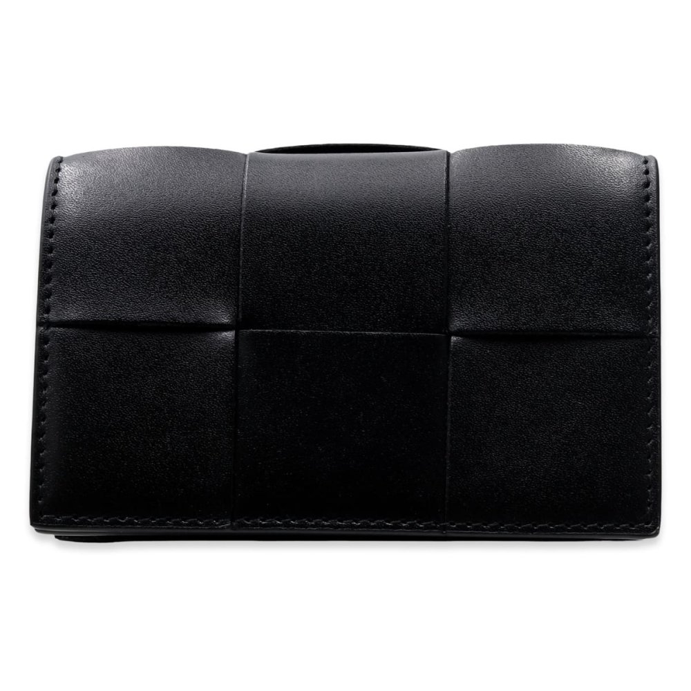 ボッテガヴェネタ BOTTEGA VENETA カードケース 名刺入れ メンズ レディース マキシイントレチャート 本革 レザー ブラック 黒 スナップボタン ビジネスカードケース 679849 V47V2 8803