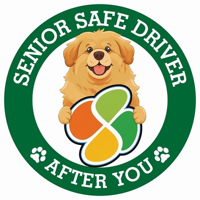 カーサイン 高齢者マーク SENIOR SAFE DRIVER チベタンマスティフ ステッカー シール 直径13cm 肉球 日本製 車