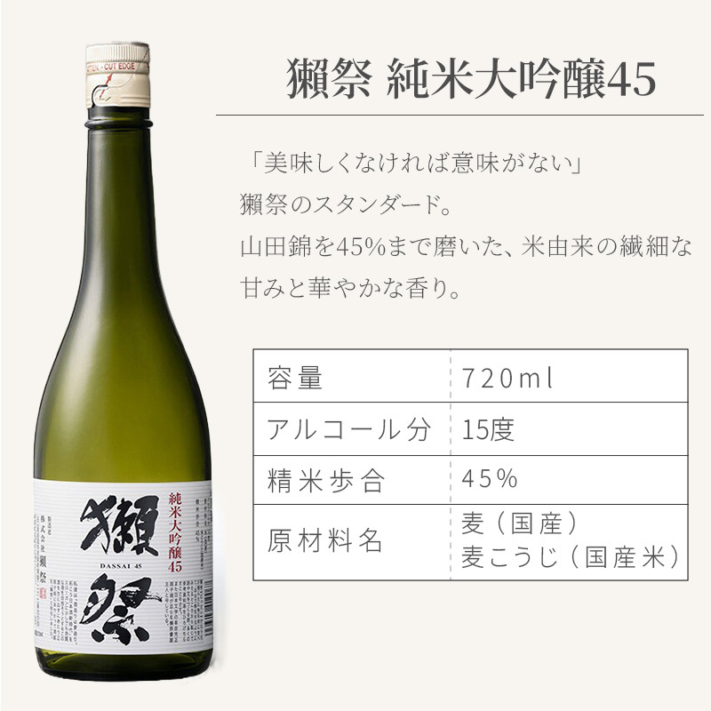 獺祭 名入れ 日本酒 純米大吟醸 720ml 二割三分 三割九分 45 選べる 名前入り 彫刻 ギフト プレゼント 誕生日 還暦祝い 退職祝い 父の日
