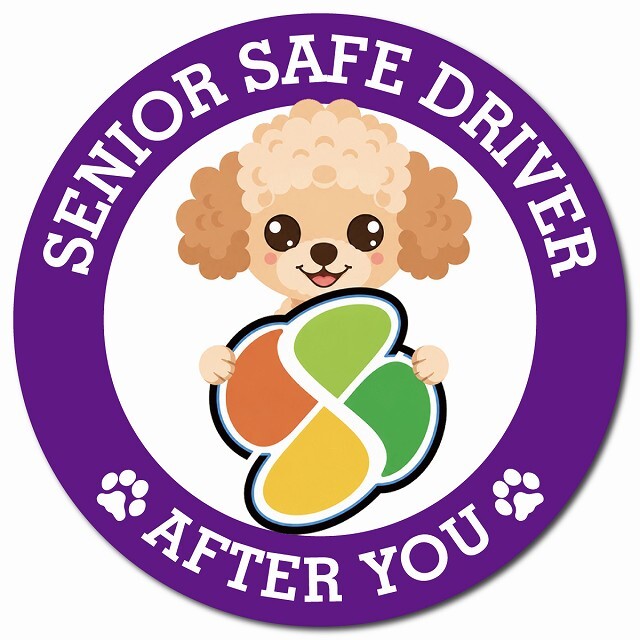 カーサイン 高齢者マーク SENIOR SAFE DRIVER チワプー マグネット 強力 直径13cm 肉球 日本製 車 ステッカー