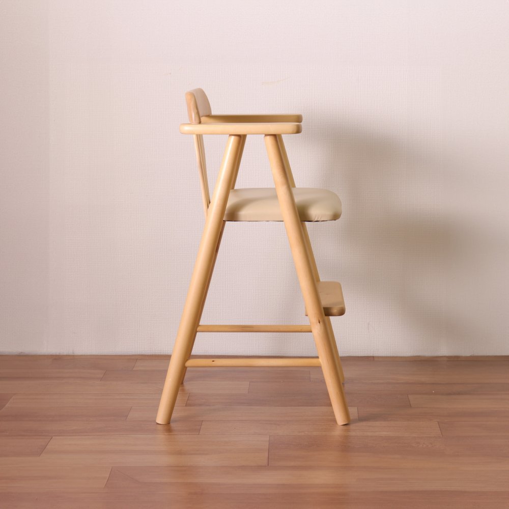 ベビーチェア 完成品 天然木 ライトブラウン・ダークブラウン W44xD44xH72.5cm・座面高49cm・足乗せ高26cm 子供椅子 キッズチェア 木製 ライトブラウン ダークブラウン おしゃれ