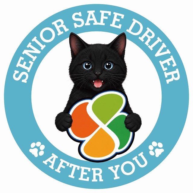 カーサイン 高齢者マーク SENIOR SAFE DRIVER 黒 ステッカー シール 直径13cm 肉球 日本製 車