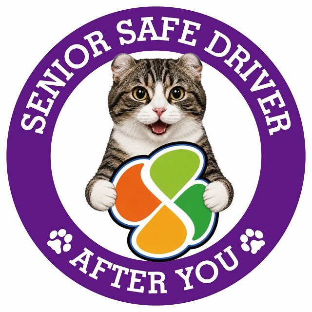 カーサイン 高齢者マーク SENIOR SAFE DRIVER キンカロー ステッカー シール 直径13cm 肉球 日本製 車