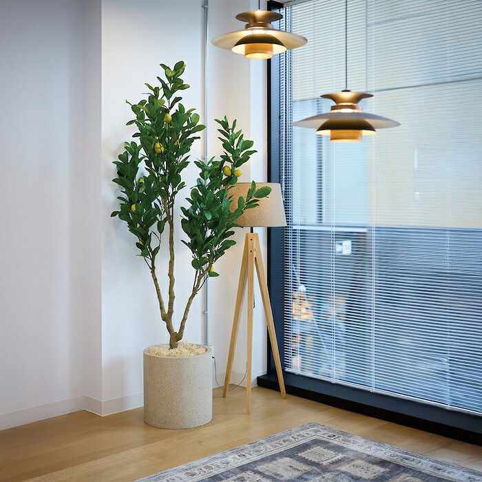 観葉植物 造花 レモンの木 BROWN 全高約220cm 大型 実付き フェイクグリーン 高級 本物そっくり リアル おしゃれ インテリア 人工観葉植物 アーティフィシャルグリーン シンボルツリー オフィス 店舗 カフェ 開店祝い 室内 リビング 玄関 風水 果樹 レモンツリー