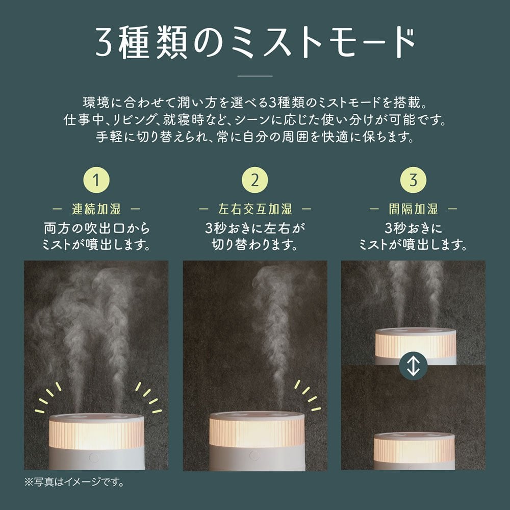卓上加湿器 オフィス おしゃれ コンパクト デスク用 かわいい [ マクロス ダブルミスト卓上加湿器 MES-91 ] 大容量 1L 加湿器 小型加湿器