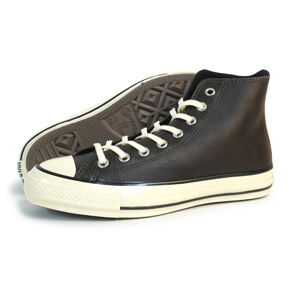 コンバース CONVERSE スニーカー メンズ レディース ハイカット レザー オールスター AGED CRACKED LEATHER HI バーントブラウン