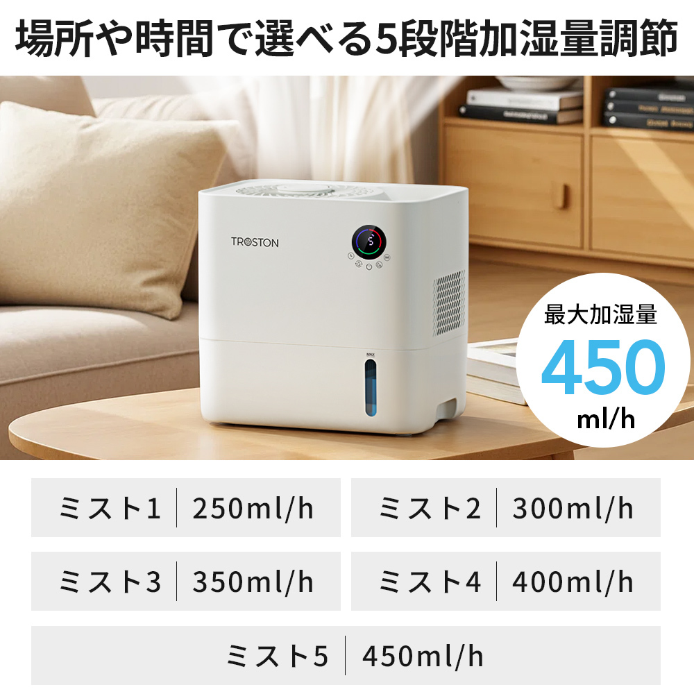 AI自動調湿 5L 気化式 加湿器 プラズマ 4重除菌 大容量 5段階調整 加湿器 ミストなし 湿度設定 上部給水 静音設計 空焚き防止 タイマー付き 卓上加湿器 無霧加湿器 省エネ 乾燥対策 アロマ対応 フィルター 空気清浄機
