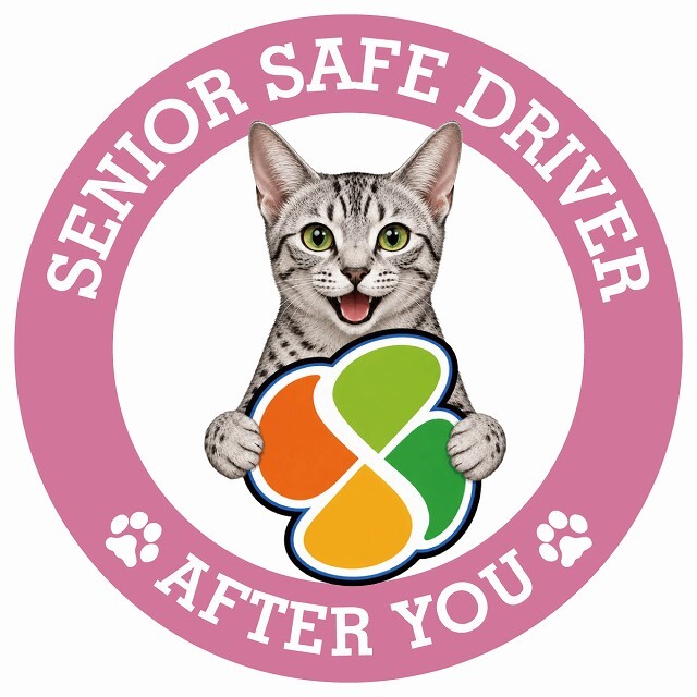 カーサイン 高齢者マーク SENIOR SAFE DRIVER エジプシャンマウ ステッカー シール 直径13cm 肉球 日本製 車