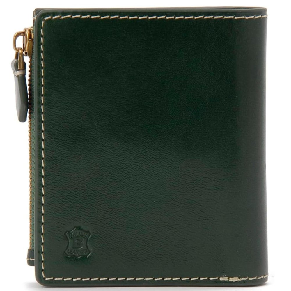 ベリーズヨーク　BELLIES YORK　コンパクト財布　二つ折り財布　BYTM1882GR　グリーン　緑色　ベジタブルタンニン　イタリアンレザー　牛革　”エイジングを楽しむ革小物”