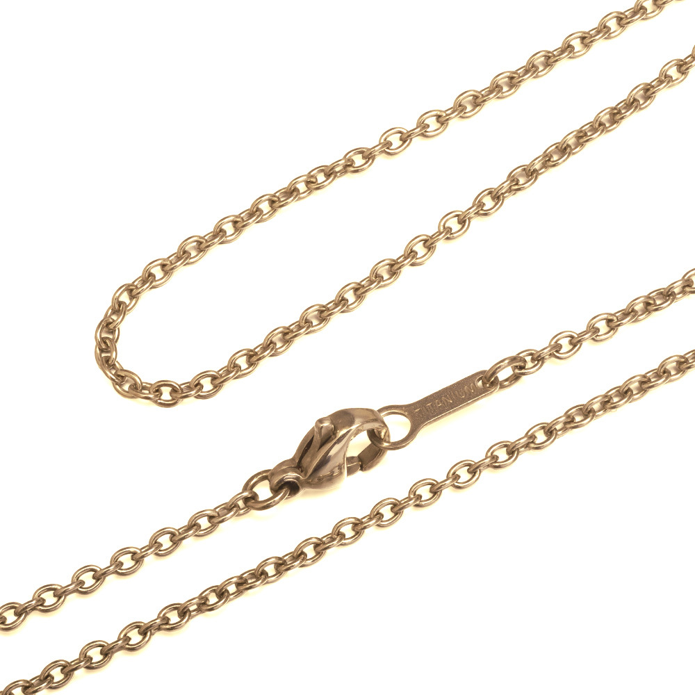 金属アレルギー対応 ネックレスチェーン あずきチェーン 純チタン ゴールドカラー 太さ約1.9mm 40cm 45cm 50cm 55cm 60cn イオンプレーティング ハワイアンジュエリー メンズ レディース 誕生日 プレゼント ハロウィン 【品番：TICH250-Y】