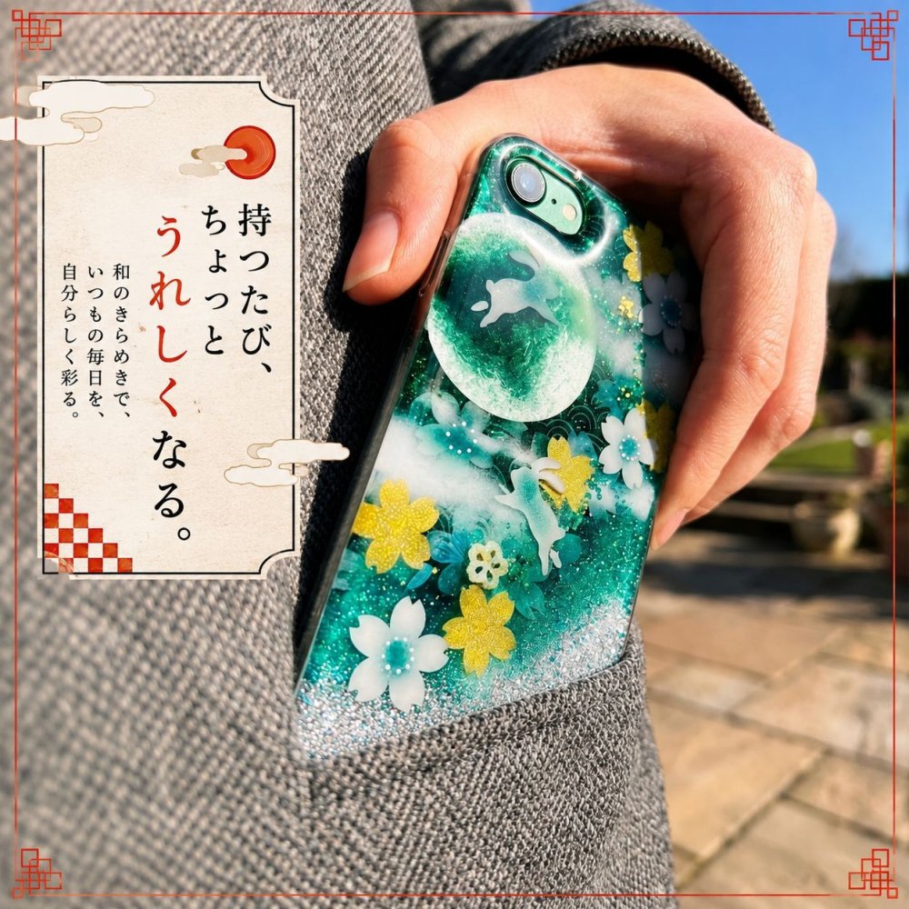 【全機種対応】職人の手作り！和柄スマホケース「利」名入れ 送料無料 和柄 和風 桜 職人 伝統工芸 ハンドメイド ハードケース 手帳型 iPhone 17 Xperia AQUOS Android 各機種対応